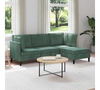 Mangloder Ensemble de meubles de salon 4 pièces avec coussins et espace de rangement, en velours vert mer, canapé d'angle, canapé central, tabouret, cadre en contreplaqué, intérieur, 210 x 140 x 82 cm