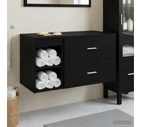 Mangloder Ensemble de mobilier de Salle de Bain 2 pièces en chêne Noir Design Mural avec Armoire et Meuble lavabo pour Espace Contemporain