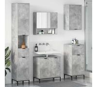 Mangloder Ensemble de mobilier de Salle de Bain avec tiroir Gris béton pour Rangement Mural Colonne Armoire Porte et étagère Design Moderne adapté à Tous Styles d'intérieur