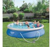 Mangloder Ensemble de Piscine Gonflable Fast Set 457 x 84 cm en matériau Tritech pour Jardin extérieur baignade familiale, avec Pompe Filtration et Couverture