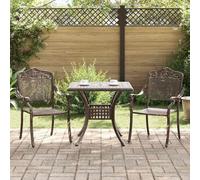 Mangloder Ensemble de Tables de Jardin 3 pcs en Aluminium coulé Bronze avec 2 chaises Confortables, idéal pour terrasse, Balcon ou Jardin, Design Traditionnel, Durable et Facile à Assembler