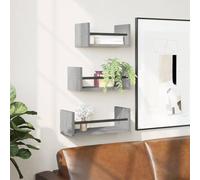Mangloder Ensemble d'étagères murales avec Barres 3 pièces en Bois d'ingénierie et Acier pour Rangement décoration Salon Chambre Bureau entrée Salle de Bain