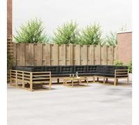 Mangloder Ensemble Meuble canapé d'extérieur 11 pcs en Bois d'acacia Massif Blanc et Anthracite avec Coussins Amovibles pour Jardin terrasse Salon, Design Moderne et Durable, lot Complet modulable