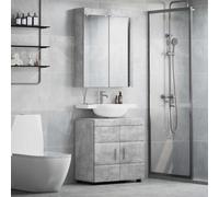 Mangloder Ensemble mobilier Salle de Bain Tulum 2 pièces Gris béton Bois d'ingénierie Finition Mate pour Rangement Pratique et Style Moderne adapté à Tous Types de salles de Bain