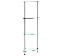 Mangloder Étagère 4 Niveaux en Verre trempé Transparent 30x30x100 cm avec Cadre en Acier Inoxydable, Meuble de Rangement modulable pour Salon Bureau Chambre entrée