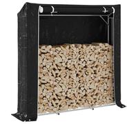 Mangloder Étagère à bûches avec protection contre la pluie en acier galvanisé 200 x 40 x 200 cm, rangement en bois pour rangement extérieur, poêle et foyer, avec couvercle en polyéthylène, ordre et