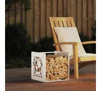 Mangloder Étagère à bûches blanche en acier laminé à froid 40 x 40 x 40 cm 30 kg Étagère à bois de chauffage pour rangement, séchage, cheminée, four, foyer, salon