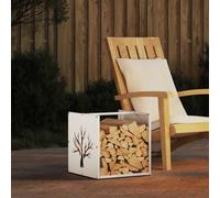 Mangloder Étagère à bûches blanche en acier laminé à froid - 40 x 40 x 40 cm - Charge maximale de 30 kg - Support pour bûches de cheminée pour l'ordre, le séchage, le stockage dans le salon, le jardin