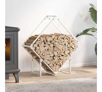 Mangloder Étagère à bûches blanche en acier laminé à froid 80 x 25 x 80 cm Support pour bois de cheminée pour stockage, séchage, ordre, intérieur et extérieur, charge maximale de 100 kg
