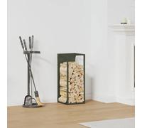 Mangloder Étagère à bûches en acier laminé à froid Vert olive 25 x 25 x 60 cm Charge maximale 100 kg Support de bois de cheminée pour stockage, séchage, ordre, intérieur et extérieur