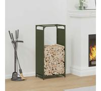 Mangloder Étagère à bûches en acier laminé à froid Vert olive 44 x 28 x 90 cm Charge maximale 60 kg Support de bois de cheminée pour le rangement, le séchage et l'ordre, intérieur et extérieur pour