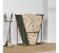 Mangloder Étagère à bûches en acier laminé à froid Vert olive 69,5 x 35 x 81 cm Charge maximale 100 kg Support de bois de cheminée pour le rangement, le séchage, l'ordre, l'intérieur et l'extérieur