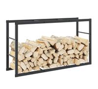 Mangloder Étagère à bûches noire en acier 110 x 30 x 61 cm pour bois de cheminée, étagère à bois de chauffage avec support mural, aide à l'empilage et rangement pour intérieur, garage et four