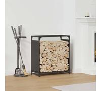 Mangloder Étagère à bûches noire en acier laminé à froid, 60 x 28 x 65 cm, capacité de charge de 60 kg, support pour bûches de cheminée, rangement, séchage, ordre dans le salon et l'extérieur