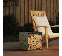 Mangloder Étagère à bûches vert olive en acier laminé à froid 40 x 40 x 40 cm, capacité de charge de 30 kg, stockage de bois pour cheminée, four et foyer, rangement ordonné