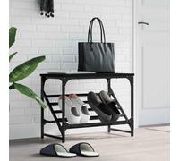 Mangloder Étagère à Chaussures Noire 60x30x45 cm en Bois d'ingénierie avec Cadre en Acier Stable pour Rangement organisé dans l'entrée, Couloir ou Chambre
