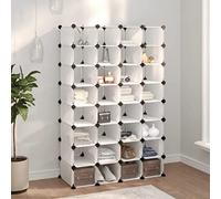 Mangloder Étagère à chaussures transparente en polypropylène avec cadre en acier 93 x 36,5 x 140 cm, empilable et peu encombrant, avec marteau en bois, pour couloir, couloir, chambre à coucher
