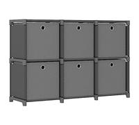 Mangloder Étagère d'affichage 6 Cubes et boîtes Gris 103x30x72,5 cm Tissu Acier Meuble Rangement Maison Salon Bureau Chambre avec Compartiments modulables et Fixation Murale