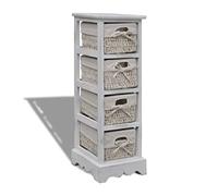 Mangloder Étagère de Rangement en Bois Blanc avec 4 paniers tissés, Meuble de Rangement Durable pour Chambre, Bureau, Salon, entrée, vestiaire avec Compartiments et tiroirs Pratiques
