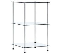 Mangloder Étagère en Verre trempé 3 Niveaux 40x40x67 cm avec Cadre en Acier Inoxydable pour Salon Bureau Chambre Rangement vitrine Meuble modulable