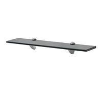Mangloder Étagère flottante en verre 50 x 10 cm 8 mm Verre de sécurité trempé Clips de fixation en alliage de zinc Noir Charge maximale 10 kg Étagère murale moderne pour salon, salle de bain, chambre