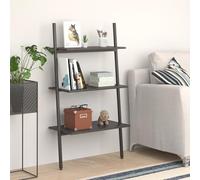 Mangloder Étagère inclinée à 3 Niveaux Noir 64x34x116 cm en Acier et Bois d'ingénierie, Meuble de Rangement Robuste pour Salon, Bureau, Chambre, avec Fixation Murale, capacité 40 kg
