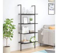 Mangloder Étagère inclinée à 4 Niveaux en Acier Noir 64x35x152,5 cm pour Maison Bureau Salon Chambre Rangement Robuste capacité 40 kg avec Fixation Murale