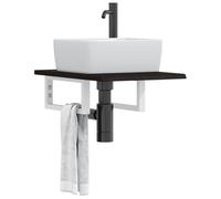 Mangloder Étagère Murale en Acier et Bois de chêne Massif pour lavabo Salle de Bain Meuble de Rangement Suspendu Support d'étagère avec capacité de 100 kg idéal pour Organiser Linge Serviettes et
