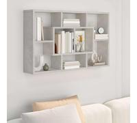 Mangloder Étagère murale en bois gris béton 85 x 16 x 52,5 cm, 8 compartiments, capacité de charge de 40 kg, armoire, commode, buffet, meuble bas, vitrine, rangement pour salon