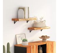 Mangloder Étagère murale rectangulaire en bois massif d'acacia avec bordure rustique, support multifonction pour salon, bureau ou cuisine, capacité 75 kg, design naturel et durable