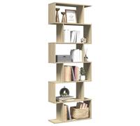 Mangloder Étagère séparatrice de pièce 6 Niveaux chêne Sonoma 70x24x193cm Meuble de Rangement modulable pour Salon Bureau Chambre avec Compartiments niches et Porte