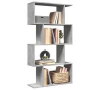 Mangloder Étagère séparatrice de pièce modulable à 4 Niveaux Gris béton 70x24x129cm avec Compartiments de Rangement pour Salon Bureau Chambre et entrée