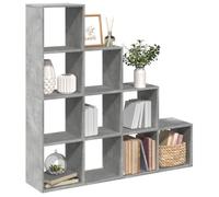 Mangloder Étagère séparatrice de pièce modulable en Bois d'ingénierie Gris béton avec 4 Niveaux, Grand Espace de Rangement, idéale pour Salon, Bureau, Chambre et entrée, Facile à Fixer