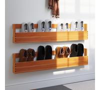 Mangloder Étagères à Chaussures murales en Bois de pin Massif Cire Marron 110x8,5x23,5 cm, Support de Rangement modulable pour entrée, Chambre ou Dressing avec 2 pièces
