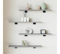 Mangloder Étagères murales 4 pièces en Bois d'ingénierie Sonoma Gris 60x10x1,5 cm, Meuble de Rangement pour Salon Bureau Chambre, capacité 12 kg, Design modulable et Facile à Fixer