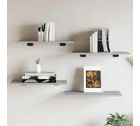 Mangloder Étagères murales 4 pièces en Bois d'ingénierie Sonoma Gris 60x30x1,5 cm pour Rangement Livre, décoration Salon, Bureau, Chambre, Organisation modulable et Support Mural