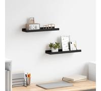 Mangloder Étagères murales en MDF Noir 40x9x3 cm avec Rebord, Support Flottant pour Cadre Photo, décoration, Rangement, Salon, Chambre, Bureau, entrée, Salle de Bain, Support Suspendu