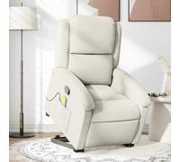 Mangloder Fauteuil de Massage inclinable en Velours crème avec Fonction Levage électrique, Dossier et Repose-Pieds réglables, 6 Points de Vibration pour Relaxation, accoudoirs Larges rembourrés