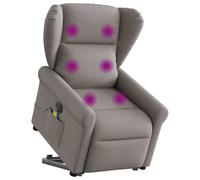 Mangloder Fauteuil inclinable de Massage électrique en Tissu Taupe avec Dossier et Repose-Pied réglables, Fonction Levage motorisée, 6 Points de Vibration pour Salon, Bureau, Chambre