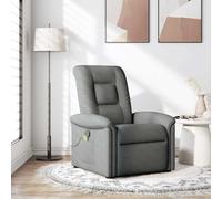 Mangloder Fauteuil inclinable de Massage en Tissu Gris foncé avec 6 Points de Vibration, Assise rembourrée 77x91,5x96 cm, Dossier inclinable 135 degrés, accoudoirs Larges