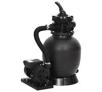 Mangloder Filtre à sable de piscine avec valve à 6 voies noir en acier, PE et ABS, puissance de pompe de 10 000 l, pour piscine hors sol, piscine et jacuzzi, avec manomètre pour une circulation claire