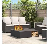Mangloder Foyer de cheminée carré en Acier Noir 100 x 100 x 30 cm pour extérieur, Robuste, résistant à la Chaleur, idéal pour soirées en Jardin, Ambiance conviviale, Design Moderne et Pratique