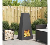 Mangloder Foyer de cheminée Noir 50 x 35 x 100 cm en Acier Robuste avec Grande capacité pour extérieur cheminée à feu Moderne résistante à la Rouille et à la Chaleur idéale pour Jardin Balcon