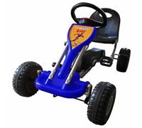 Mangloder Gokart à pédale bleue pour enfants à partir de 3 ans avec roue libre commutable, axe pendulaire, chaîne fermée, construction stable, convient aux enfants jusqu'à 30 kg