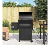 Mangloder Gril à granulés avec cheminée Noir 104 cm Fer, Barbecue Multifonction 6 en 1, Cuisson extérieure, plancha, fumoir, rôtissoire, capacité trémie 5 kg, idéal pour Jardin, terrasse, Camping