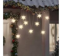 Mangloder Guirlande Lumineuse de Noël 10 LED Blanc Chaud, étoile de 7,5 x 10 cm, IP44, avec minuterie, idéale pour décoration intérieure et extérieure, façade, Sapin, Maison
