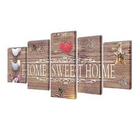 Mangloder Home Sweet Home Lot de 5 tableaux muraux sur toile avec cadre en bois, 100 x 50 cm, imperméable, décoration murale pour salon, chambre à coucher, cuisine, pièces modernes