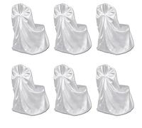 Mangloder Housse de Chaise Blanche en Tissu satiné pour Mariages, conférences ou banquets, 110 x 140 cm, Lot de 6, adaptée à Toutes Les chaises sans Bras, Lavable, réutilisable et élégante
