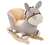 Mangloder - Jouet à bascule - Motif âne avec dossier - Gris - 60 x 32 x 55 cm - Cadre en bois - Pour enfants à partir de 12 mois - Jouet d'équilibre - Mouvement - Cadeau pour chambre d'enfant