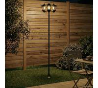 Mangloder Lampadaire extérieur à 3 têtes Noir en Aluminium et ABS 16 x 16 x 187 cm avec éclairage LED Chaud, résistance aux intempéries, Rechargeable Solaire, idéal pour Jardin, terrasse ou Cour